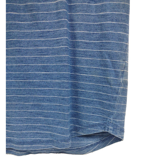 Goodthreads Soft Cotton Henley T Shirt Med Short Sleeve NWT Indigo Blue Stripes - Picture 5 of 7